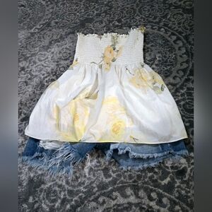 Banana Republic Strapless Floral Smocked Top Size M